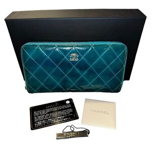 Chanel Patent Leather Long Zip Wallet
